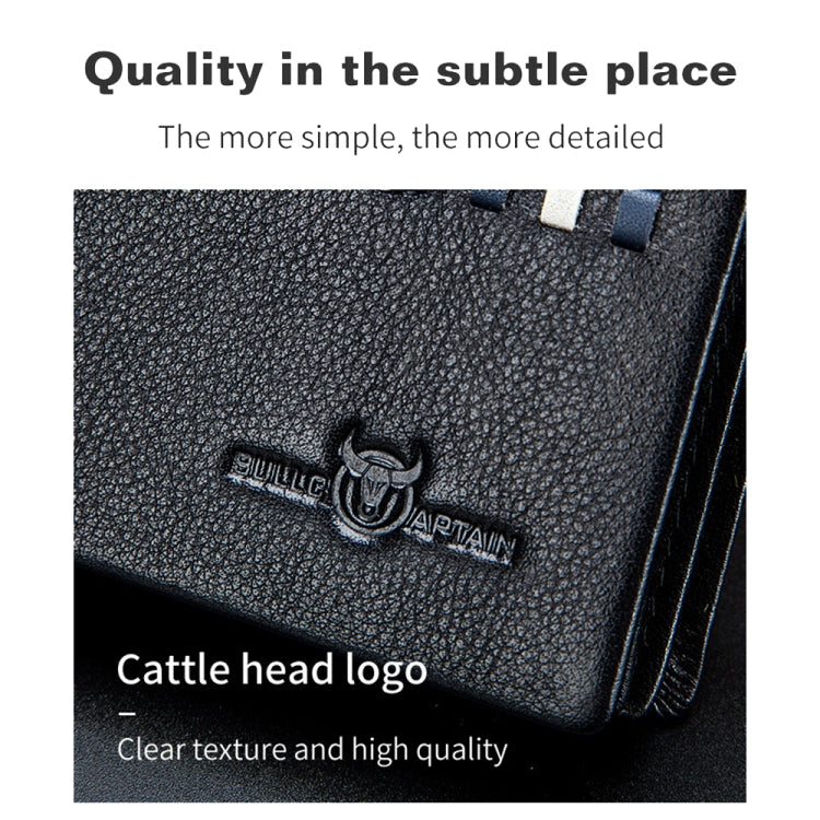 BULL CAPTAIN 0200 Large-capacity First-layer Cowhide Multi-card Slot Wallet RFID Anti-theft Card Holder(Black)