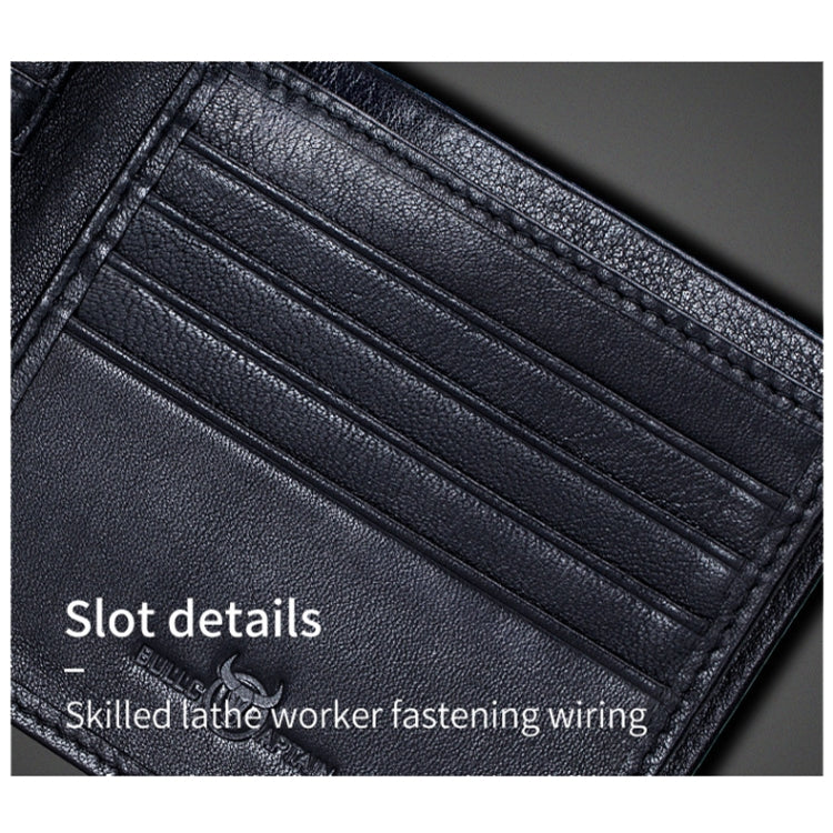 BULL CAPTAIN 0200 Large-capacity First-layer Cowhide Multi-card Slot Wallet RFID Anti-theft Card Holder(Coffee)