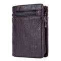 BULL CAPTAIN 03 Large-capacity Folding Multi-card Slot Cowhide Zipper Wallet Coin Clip(Brown)