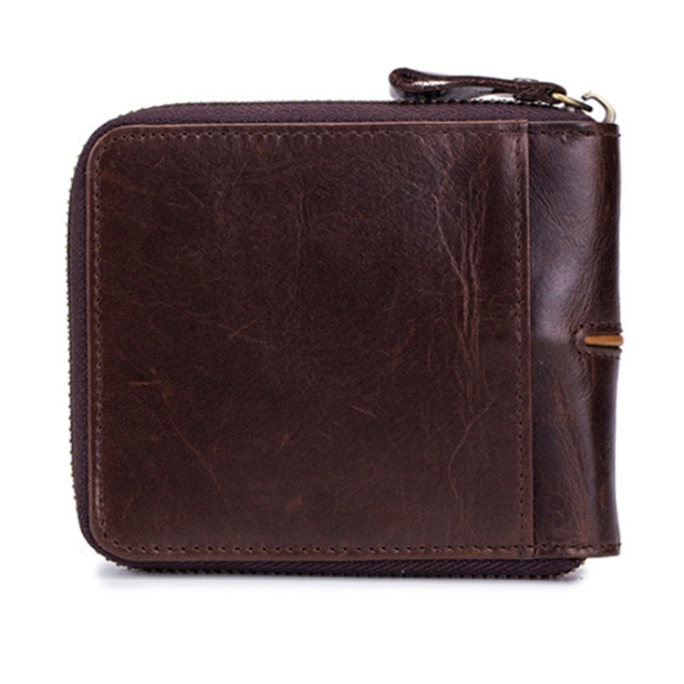 BULL CAPTAIN 042 RFID Anti-theft Cowhide Multi-card Slot Business Card Holder Zipper Wallet(Coffee)
