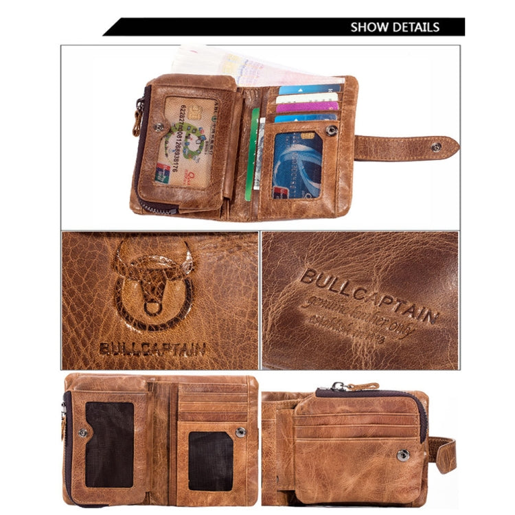 BULL CAPTAIN 01 RFID Anti-theft Multifunctional Cowhide Vertical Detachable Men Wallet(Coffee)