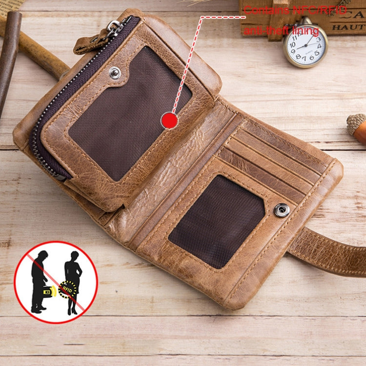 BULL CAPTAIN 01 RFID Anti-theft Multifunctional Cowhide Vertical Detachable Men Wallet(Coffee)