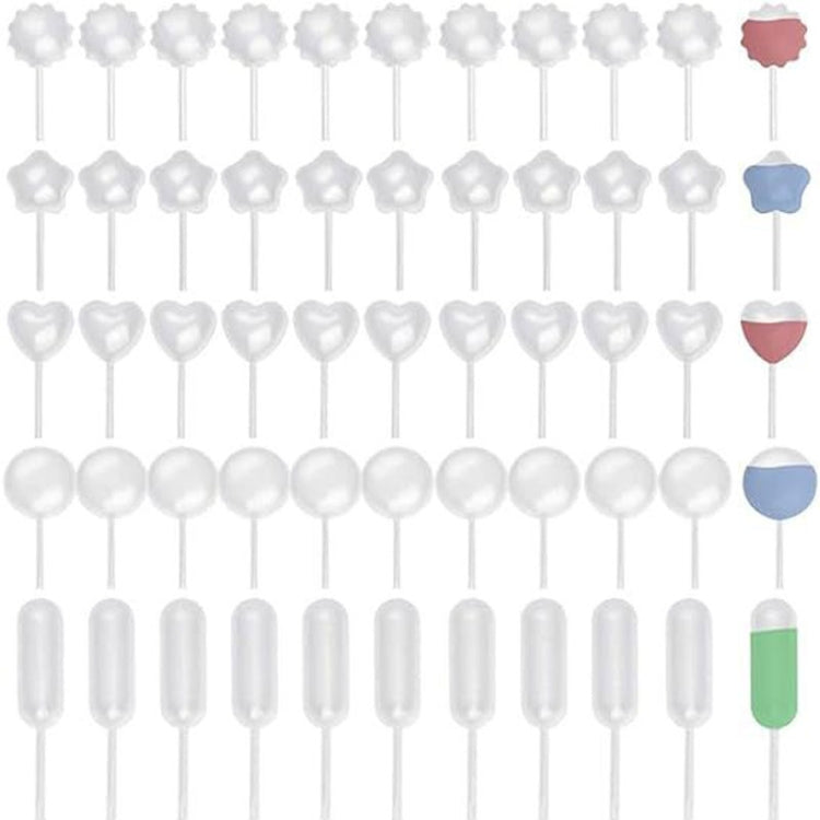 50pcs /Pack 4ml Jam Injection Baking Straw Disposable Plastic Dropper Jam Syringe, Model: Lace Shape