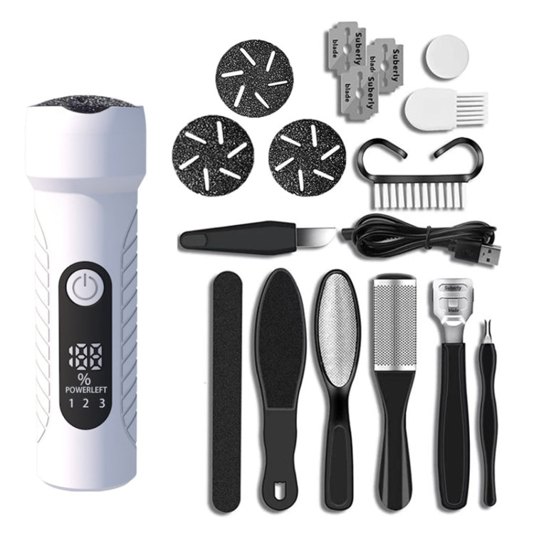 Electric Foot File Pedicure Kit Waterproof Feet Callus Remover, Spec: Kit 1 White
