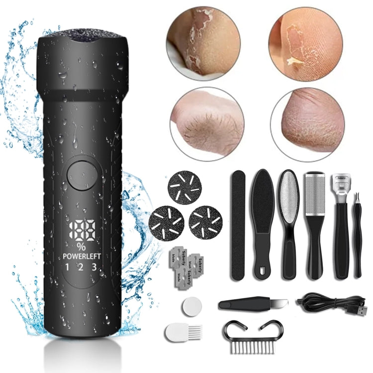 Electric Foot File Pedicure Kit Waterproof Feet Callus Remover, Spec: Matte Black