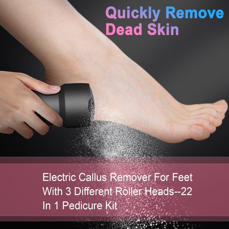 Electric Foot File Pedicure Kit Waterproof Feet Callus Remover, Spec: Matte Black
