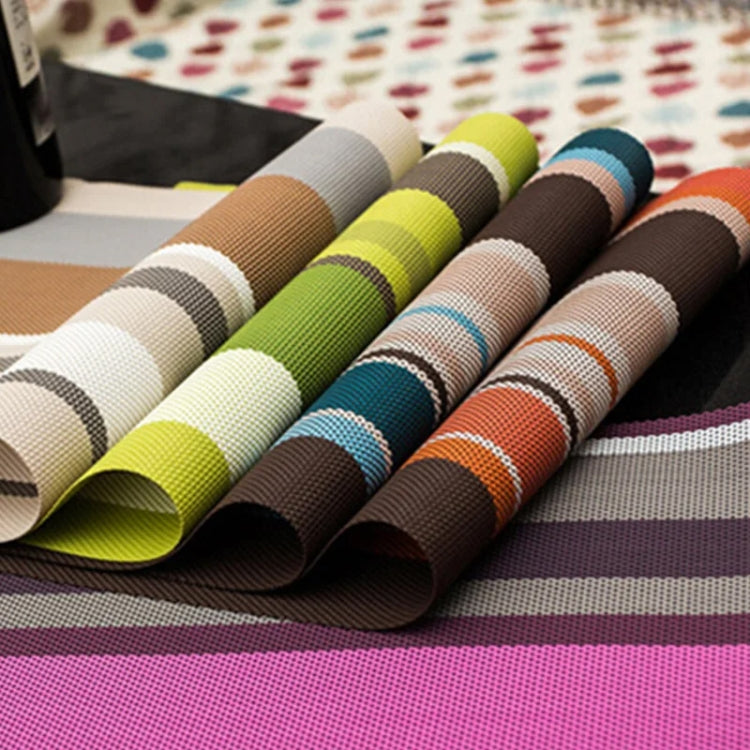 PVC Insulated Placemats Coasters Striped Cutlery Mat(Orange)