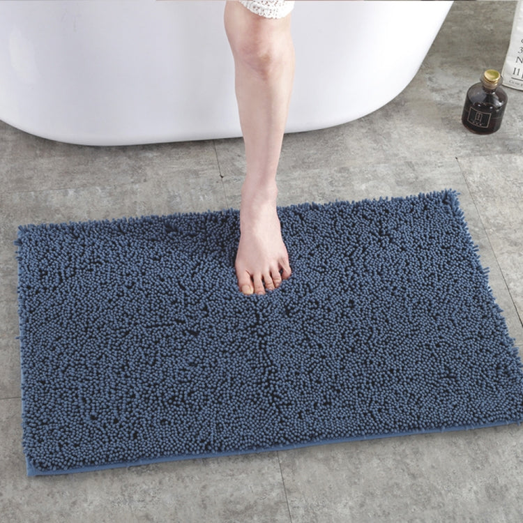 40x60cm Bedroom Doorway Fine Chenille Absorbent Floor Mat Bathtub Mat Bathroom Non-Slip Foot Mat(Fog Blue)