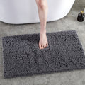 50x80cm Bedroom Doorway Fine Chenille Absorbent Floor Mat Bathtub Mat Bathroom Non-Slip Foot Mat(Deep Gray)