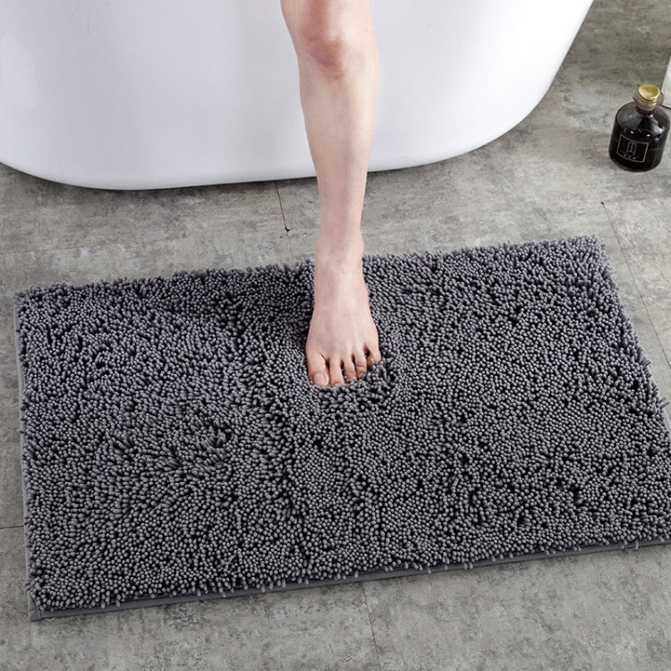 50x80cm Bedroom Doorway Fine Chenille Absorbent Floor Mat Bathtub Mat Bathroom Non-Slip Foot Mat(Deep Gray)
