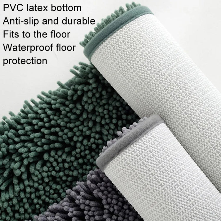 50x80cm Bedroom Doorway Fine Chenille Absorbent Floor Mat Bathtub Mat Bathroom Non-Slip Foot Mat(Deep Gray)