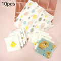 10pcs /Pack 25x25cm Double Layer High Density Print Gauze Handkerchief Toddler Drooling Towel(Mixed Color)
