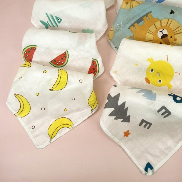 10pcs /Pack 25x25cm Double Layer High Density Print Gauze Handkerchief Toddler Drooling Towel(Mixed Color)