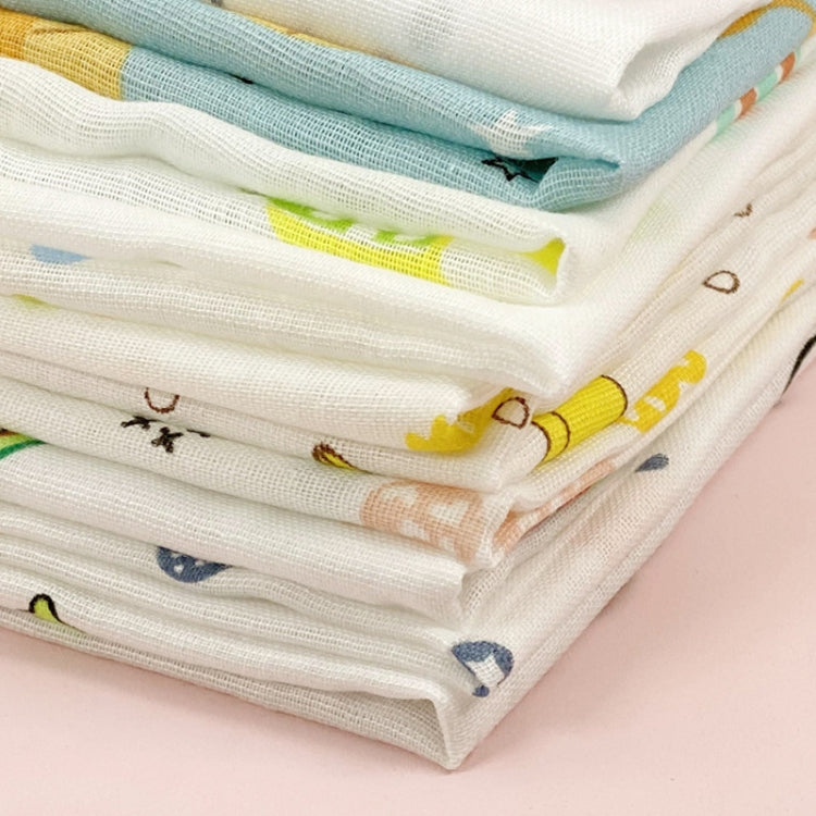 10pcs /Pack 25x25cm Double Layer High Density Print Gauze Handkerchief Toddler Drooling Towel(Mixed Color)