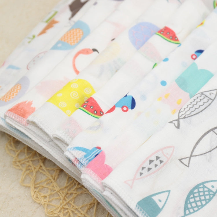 10pcs /Pack 25x25cm Double Layer High Density Print Gauze Handkerchief Toddler Drooling Towel(Mixed Color)