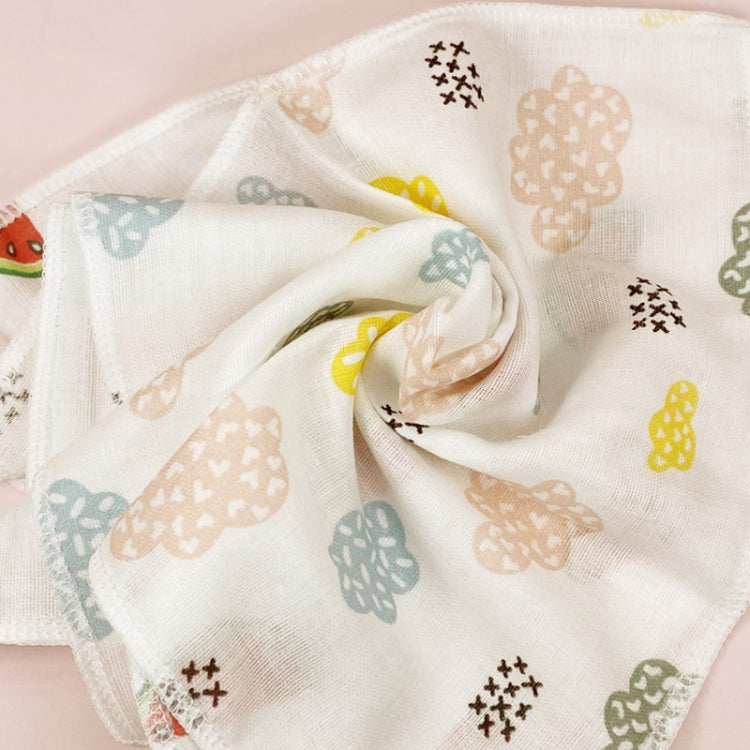 10pcs /Pack 25x25cm Double Layer High Density Print Gauze Handkerchief Toddler Drooling Towel(Mixed Color)