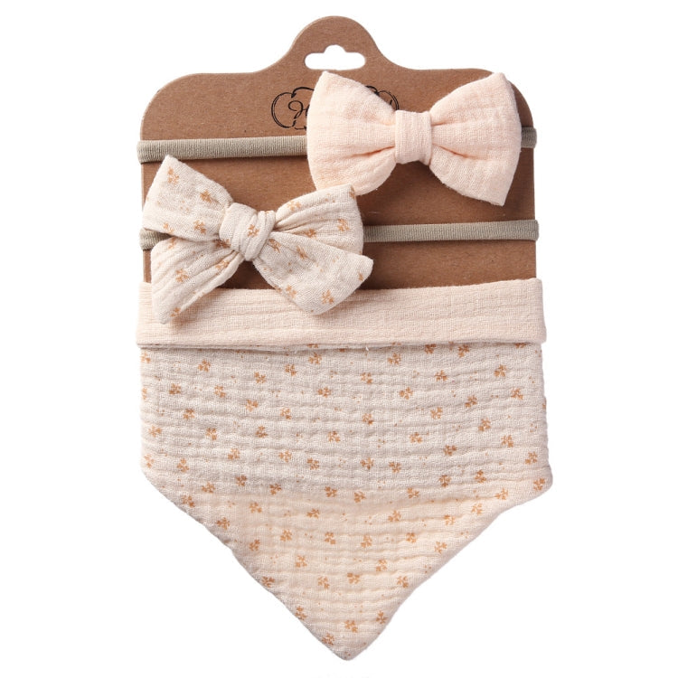 3 In 1 Baby Drooling Towel Cotton Printed Double Sided Triangle Towel Headband Set Waterproof Bibs, Style: DP069-7