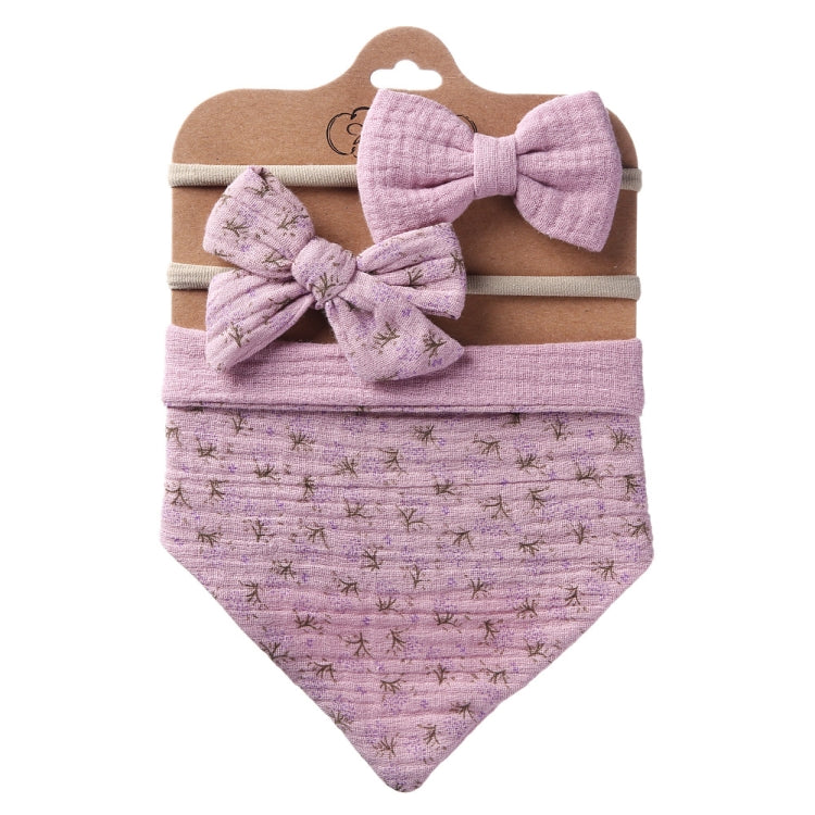 3 In 1 Baby Drooling Towel Cotton Printed Double Sided Triangle Towel Headband Set Waterproof Bibs, Style: DP069-10