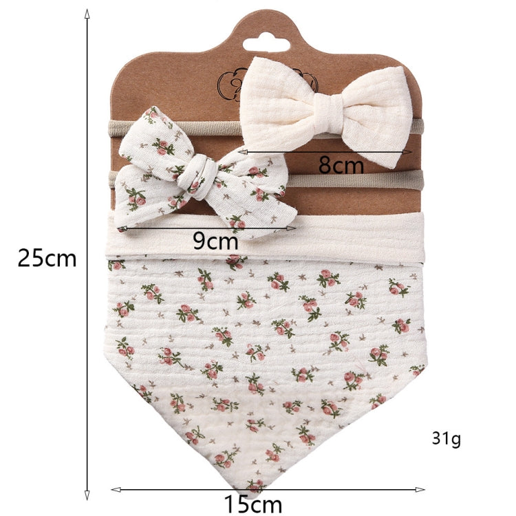 3 In 1 Baby Drooling Towel Cotton Printed Double Sided Triangle Towel Headband Set Waterproof Bibs, Style: DP069-2