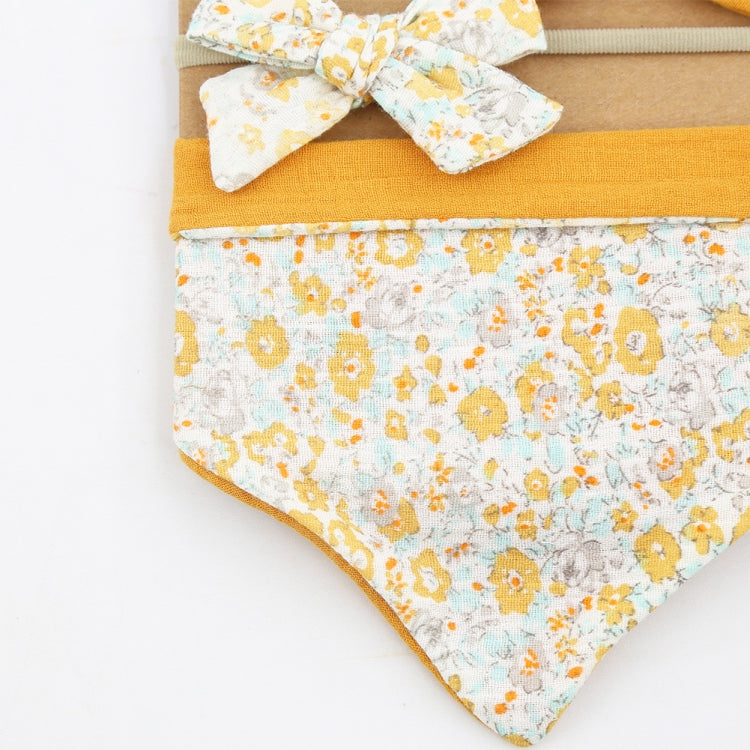 3 In 1 Baby Drooling Towel Cotton Printed Double Sided Triangle Towel Headband Set Waterproof Bibs, Style: DP069-3