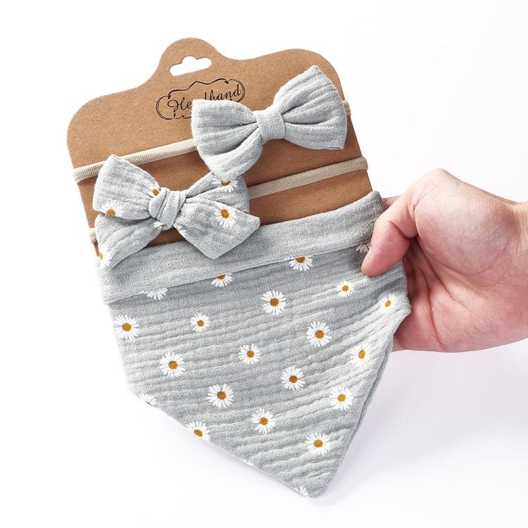 3 In 1 Baby Drooling Towel Cotton Printed Double Sided Triangle Towel Headband Set Waterproof Bibs, Style: DP069-10