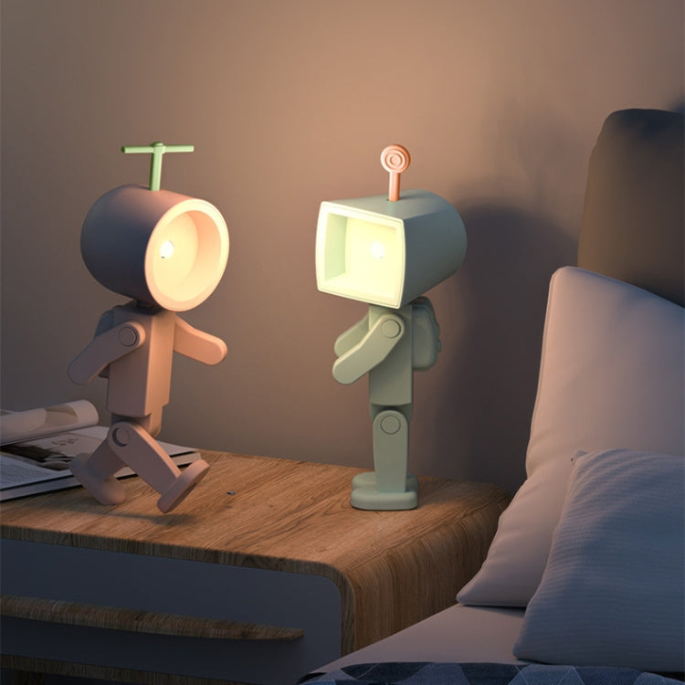 Mini Astronaut Magnetic LED Night Light Desktop Building Block Ornaments Desk Lamp, Color: Round Green