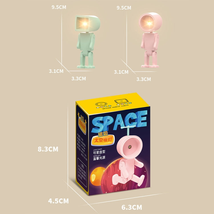 Mini Astronaut Magnetic LED Night Light Desktop Building Block Ornaments Desk Lamp, Color: Round Blue