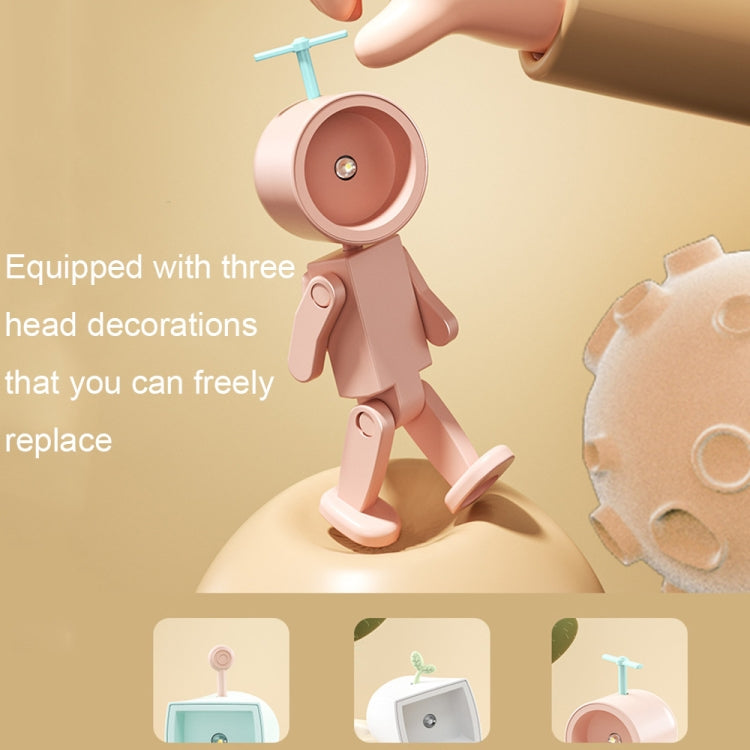 Mini Astronaut Magnetic LED Night Light Desktop Building Block Ornaments Desk Lamp, Color: Round Pink