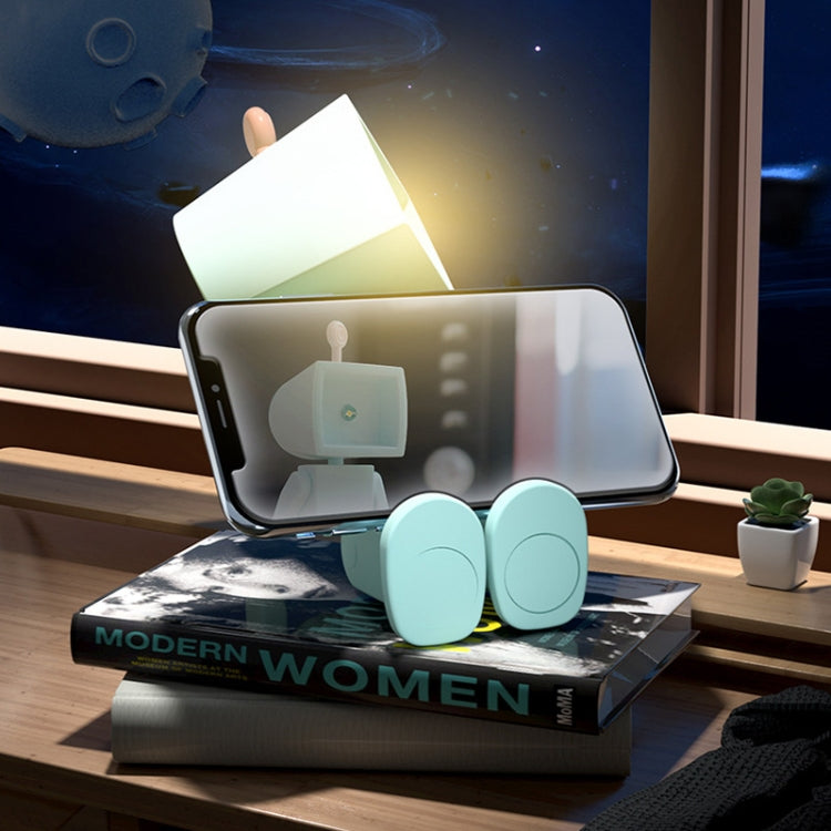 Mini Astronaut Magnetic LED Night Light Desktop Building Block Ornaments Desk Lamp, Color: Round Pink