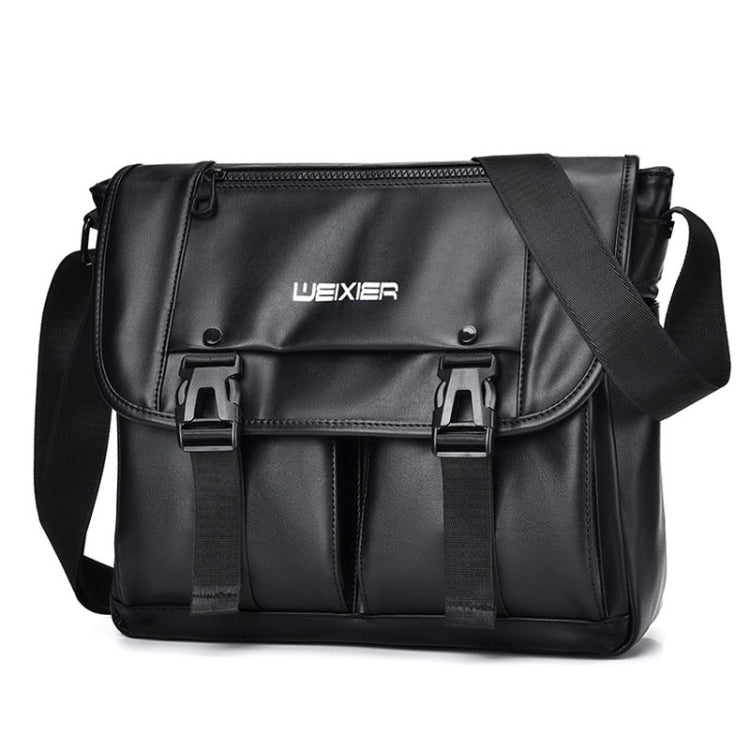 WEIXIER D269 Business Casual Mens Messenger Bag Large Capacity Workwear Functional Crossbody Packs(Black)