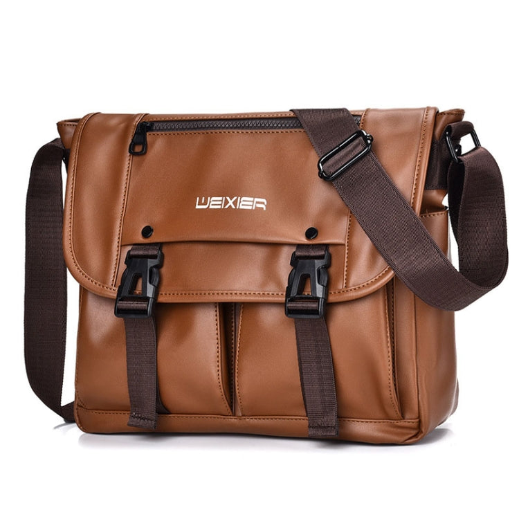 WEIXIER D269 Business Casual Mens Messenger Bag Large Capacity Workwear Functional Crossbody Packs(Brown)
