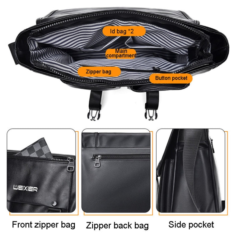WEIXIER D269 Business Casual Mens Messenger Bag Large Capacity Workwear Functional Crossbody Packs(Blue)