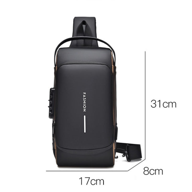 WEIXIER X314 Waterproof Sports Crossbody Backpack USB Charging Large Capacity Single Shoulder Bags(Black)