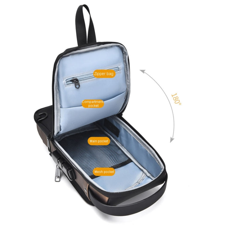 WEIXIER X314 Waterproof Sports Crossbody Backpack USB Charging Large Capacity Single Shoulder Bags(Black Gold)