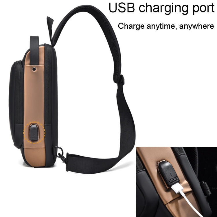 WEIXIER X314 Waterproof Sports Crossbody Backpack USB Charging Large Capacity Single Shoulder Bags(Black)