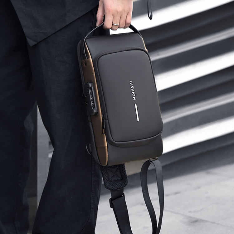WEIXIER X314 Waterproof Sports Crossbody Backpack USB Charging Large Capacity Single Shoulder Bags(Black Gold)