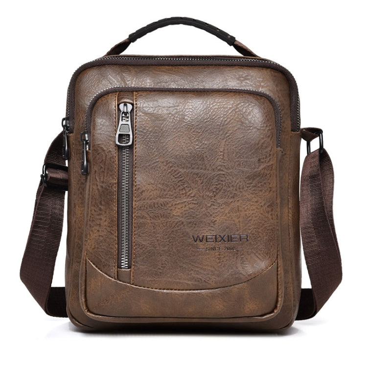 WEIXIER D288 Large Capacity Casual Crossbody Bag Business Waterproof Single Shoulder Packs(Dark Brown)