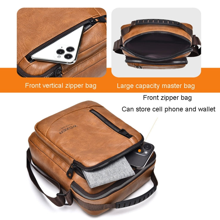 WEIXIER D288 Large Capacity Casual Crossbody Bag Business Waterproof Single Shoulder Packs(Light Brown)