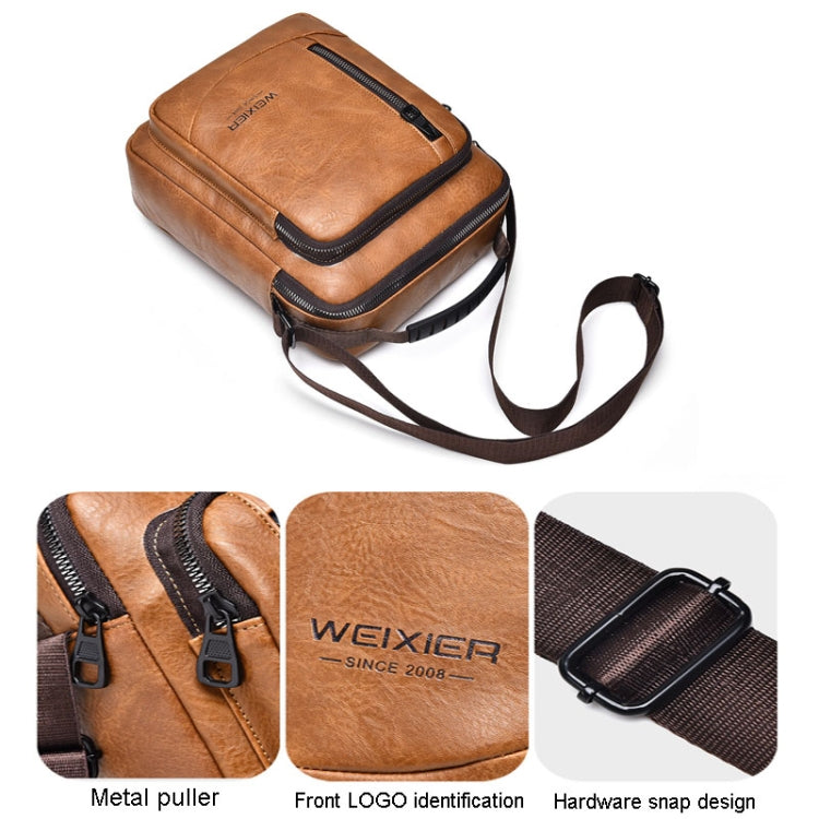 WEIXIER D288 Large Capacity Casual Crossbody Bag Business Waterproof Single Shoulder Packs(Light Brown)