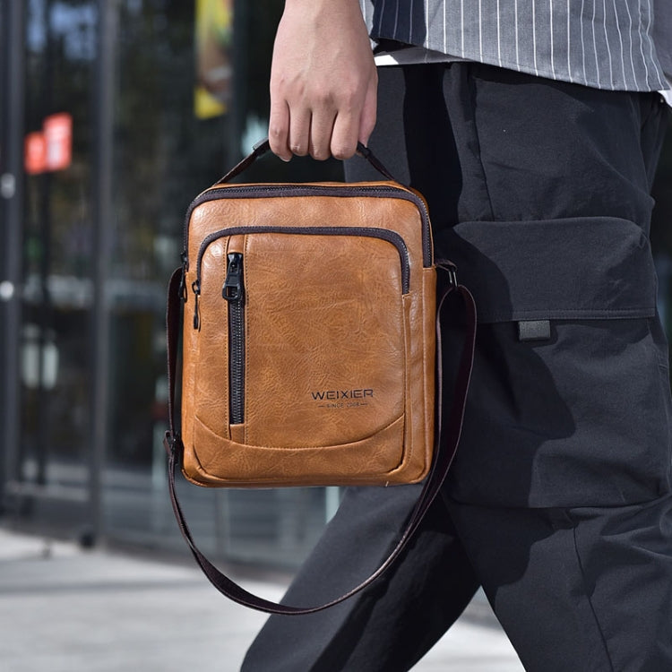 WEIXIER D288 Large Capacity Casual Crossbody Bag Business Waterproof Single Shoulder Packs(Light Brown)