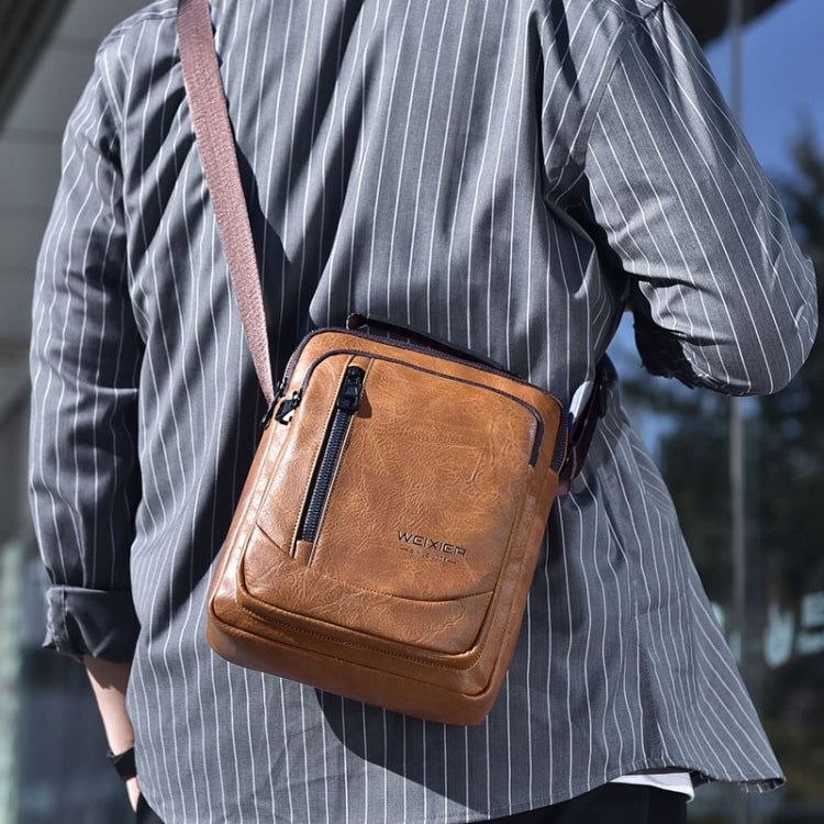 WEIXIER D288 Large Capacity Casual Crossbody Bag Business Waterproof Single Shoulder Packs(Light Brown)