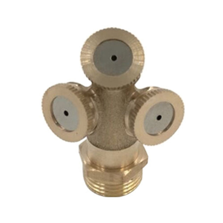 1/2 Points Outer Thread Copper Three Hole Agricultural Sprayer Horticulture Seedling Irrigation Dust Removal Cooling Fogging Nozzle