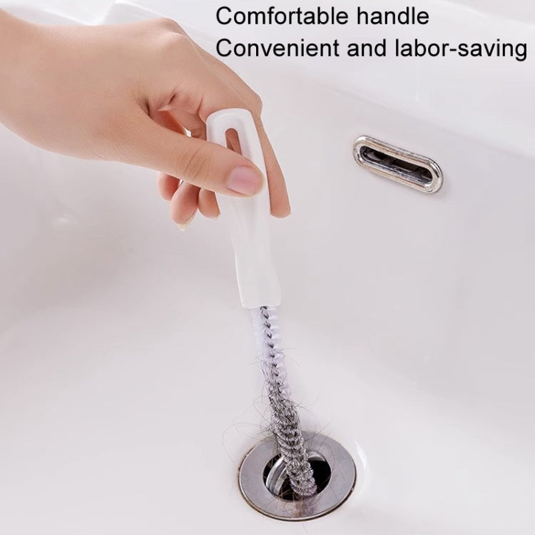 4pcs Pipe Brush Household Hair Cleaning Anti-Blockage Cleaning Rod Multi-Function Drainage Tools(White)