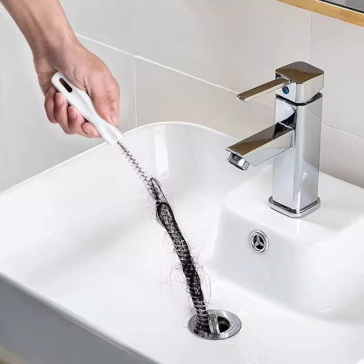 4pcs Pipe Brush Household Hair Cleaning Anti-Blockage Cleaning Rod Multi-Function Drainage Tools(White)
