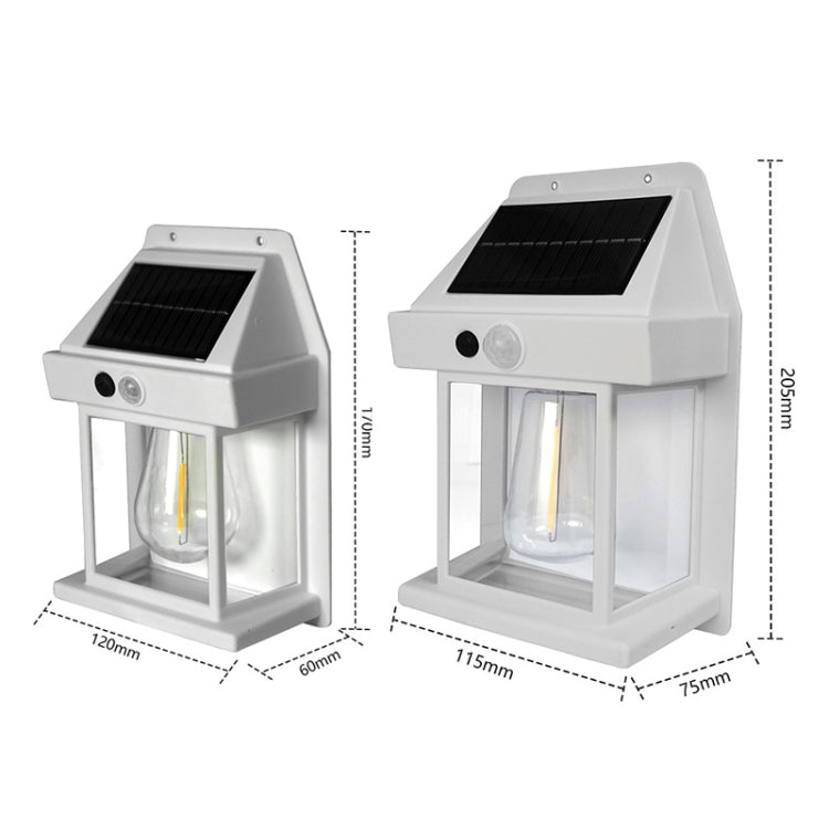 Solar Outdoor Tungsten Wall Light 3 Modes Body Sensing Waterproof Garden Villa Night Light, Spec: Large white
