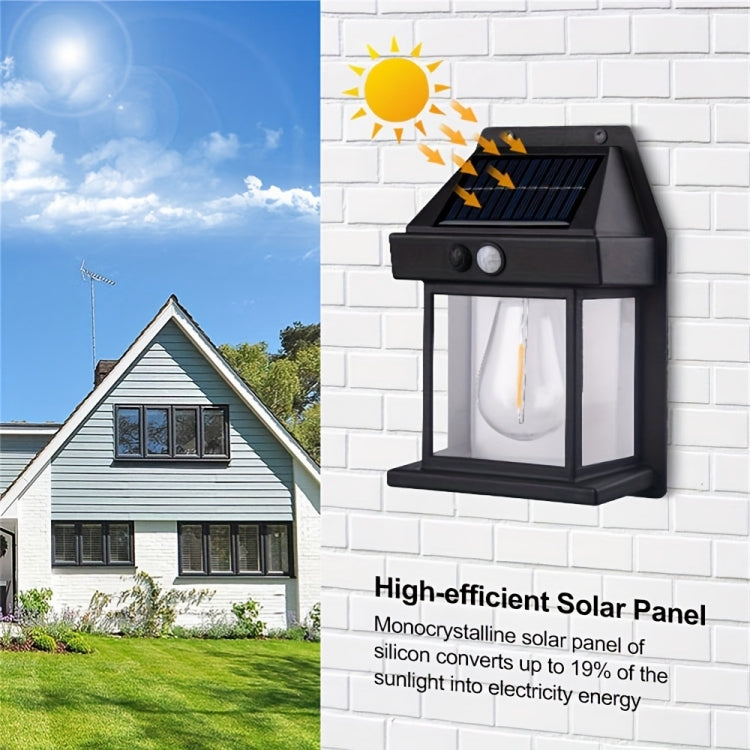 Solar Outdoor Tungsten Wall Light 3 Modes Body Sensing Waterproof Garden Villa Night Light, Spec: Large white