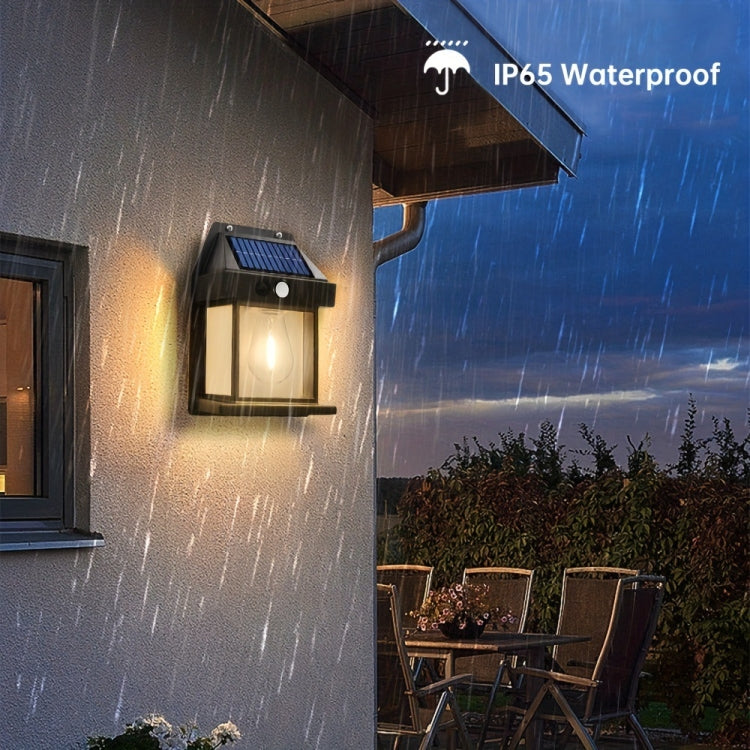 Solar Outdoor Tungsten Wall Light 3 Modes Body Sensing Waterproof Garden Villa Night Light, Spec: Large white