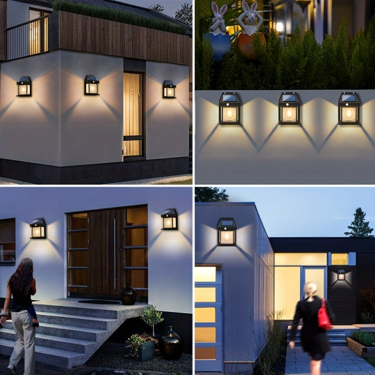 Solar Outdoor Tungsten Wall Light 3 Modes Body Sensing Waterproof Garden Villa Night Light, Spec: Large Black