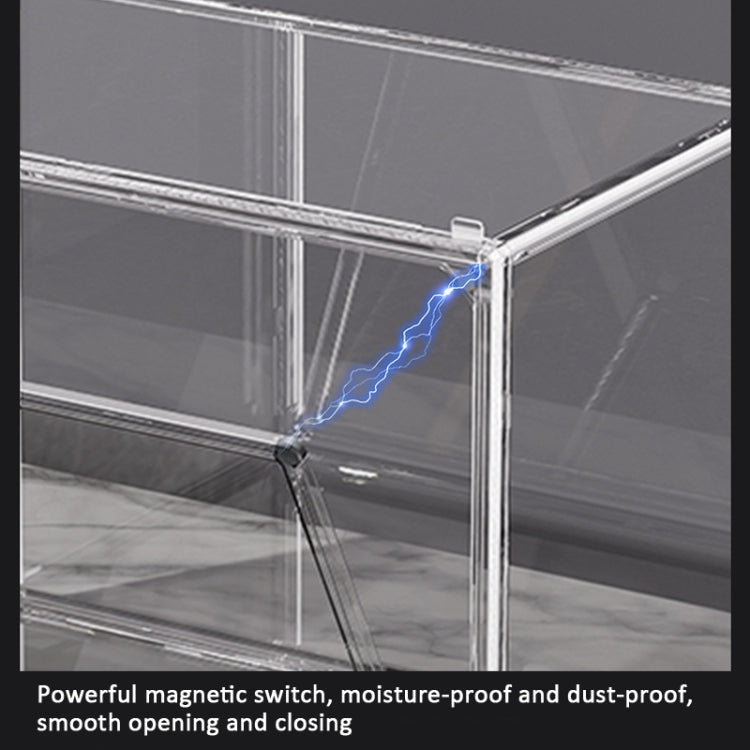 Stackable Transparent Storage Box Magnetic Suction Bookcase Handbag Display Rack, Style: Side Opening