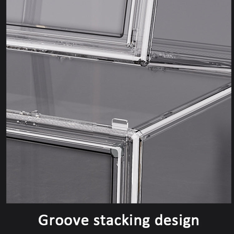 Stackable Transparent Storage Box Magnetic Suction Bookcase Handbag Display Rack, Style: Side Opening